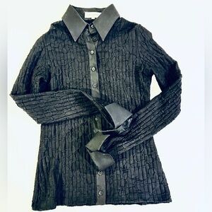Anne Fontaine black stretch blouse with French cuffs size S